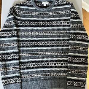 Cozy Fair Isle Sweater Gray Nordic Knit Winter Cabinet Style‎ Women’s Small